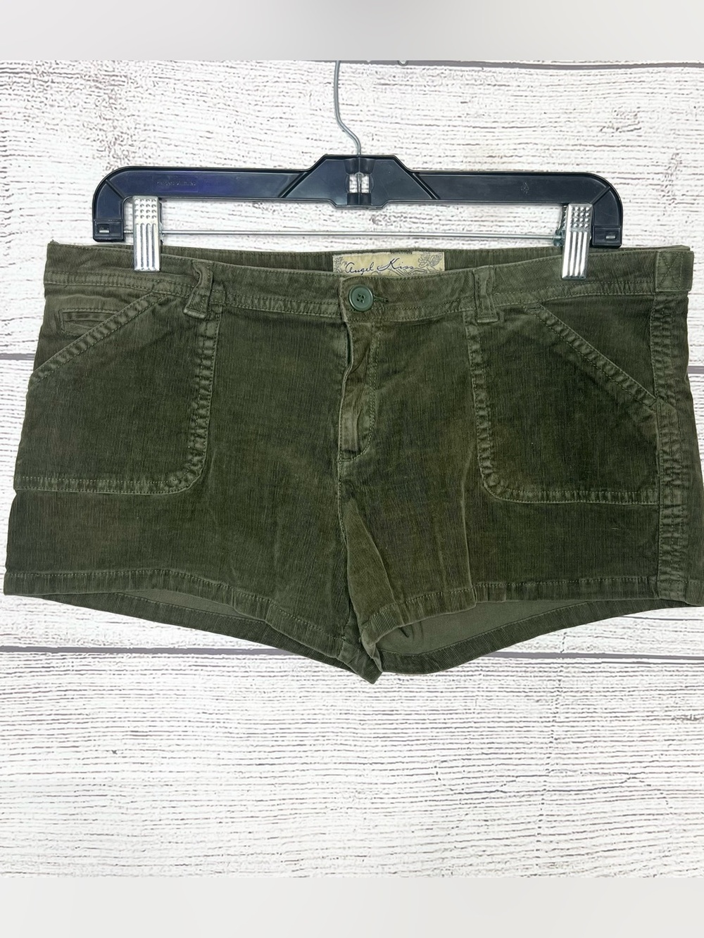Vintage Y2K Olive Green Stretch Corduroy Low Rise Short Shorts Size 11